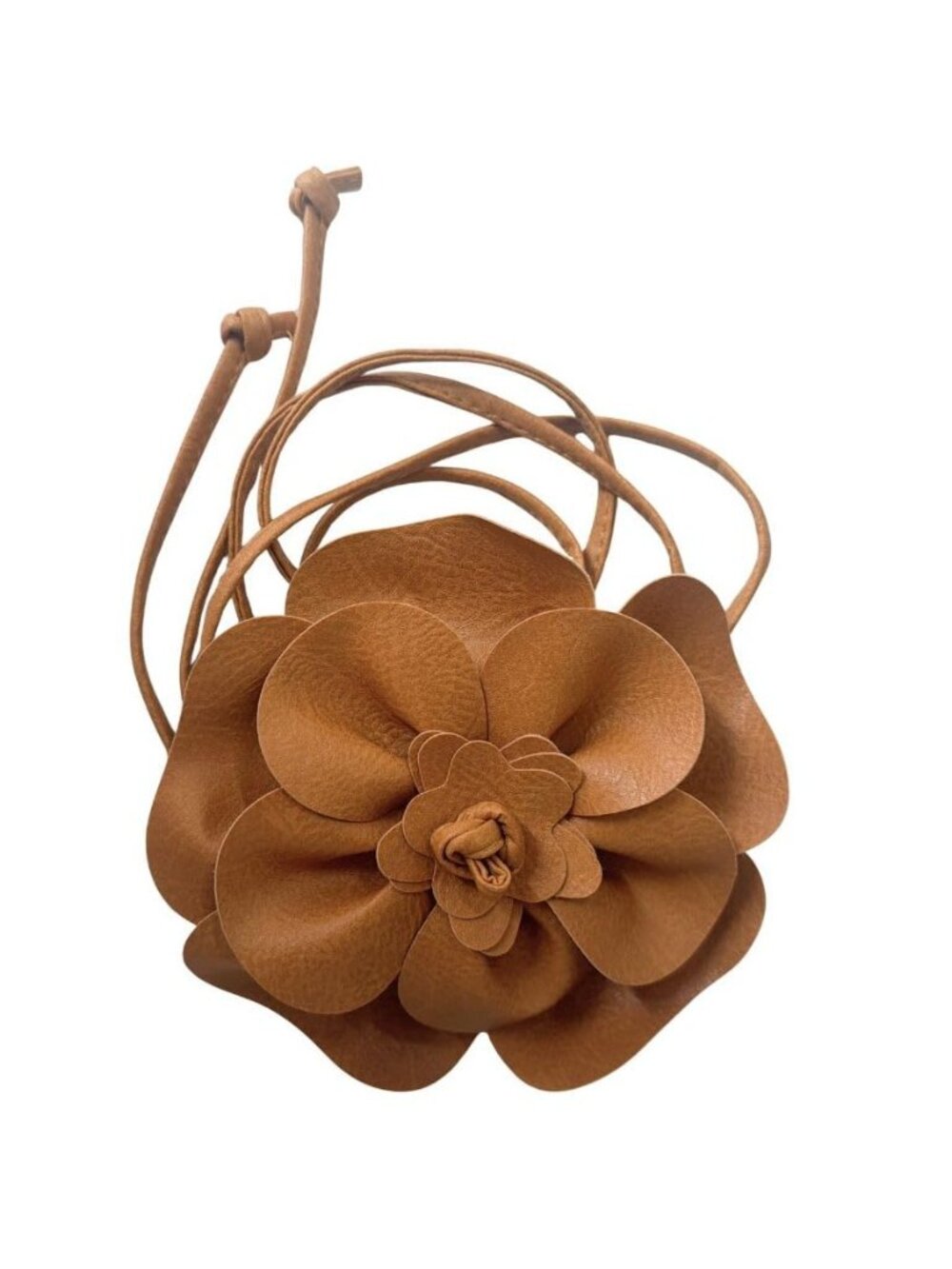 Boho Big Flower PU Leather Waist Belt Chain for Women Rose Floral Camellia Long